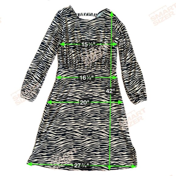 LOFT Animal Print Black and Tan Long Sleeve Midi Dress Size 6 - Picture 5 of 5